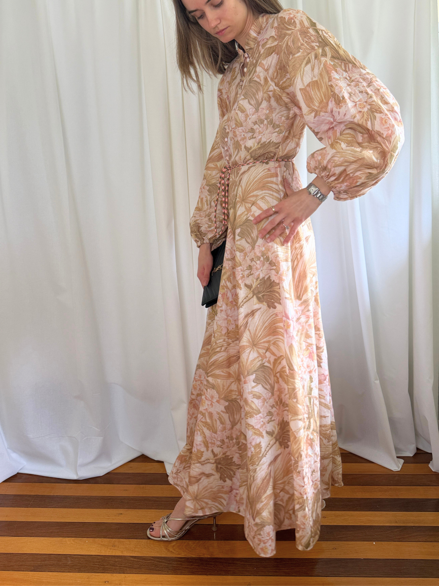 Zimmermann Andie Billow Maxi Dress in Sepia Floral - Size 2