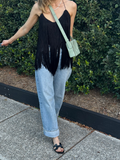 Carla Zampatti Fringe Black Top - Size AU10