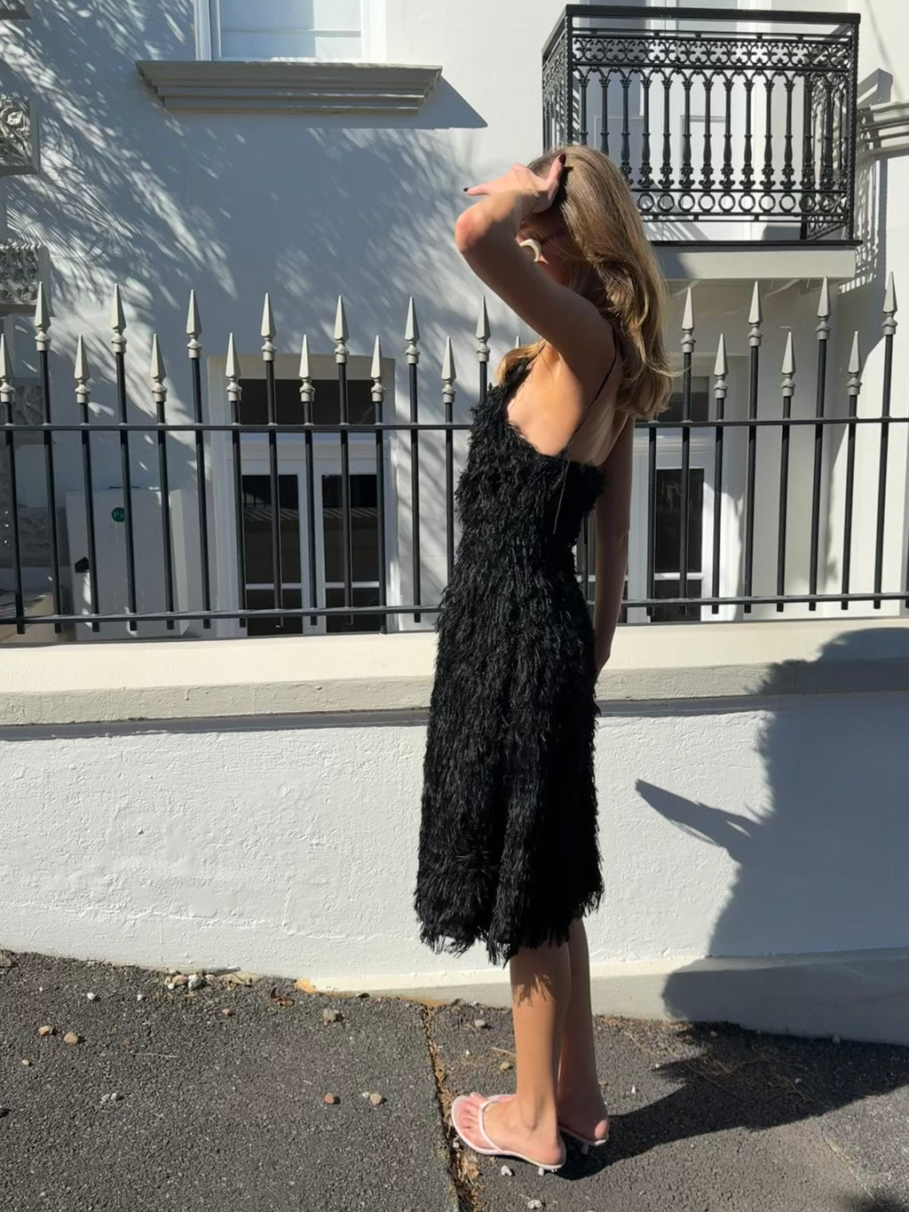 Scanlan Theodore Feathered Dress Black - Size 6