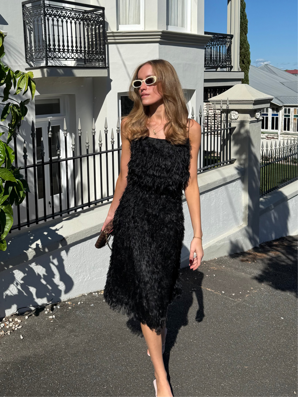 Scanlan Theodore Feathered Dress Black - Size 6
