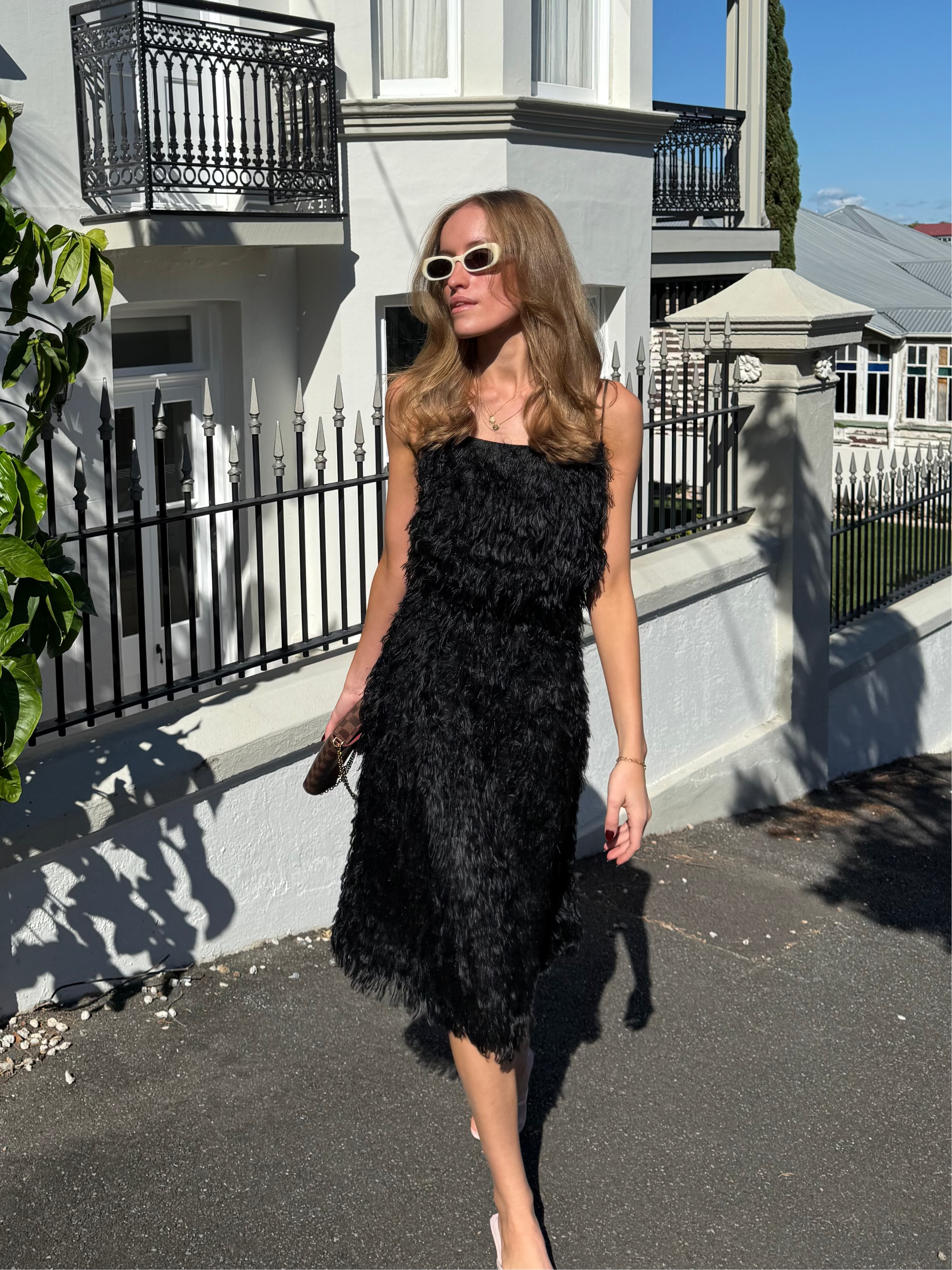 Scanlan Theodore Feathered Dress Black - Size 6