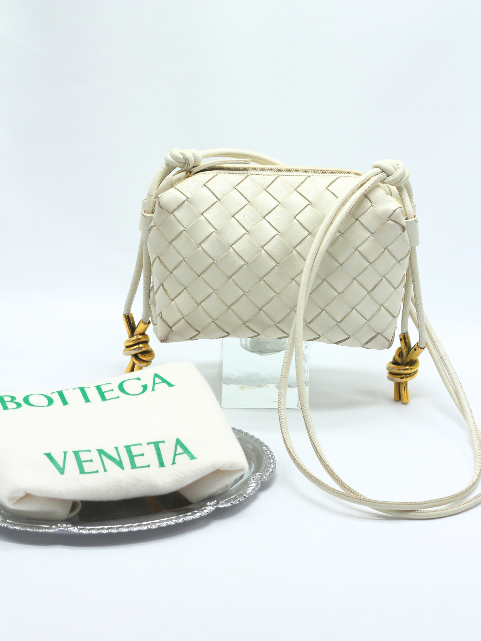 Bottega Veneta Mini Loop Knots Bag in White