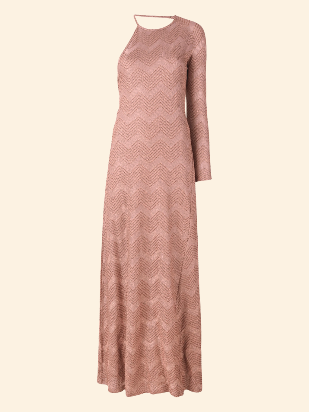M Missoni Chevron One Shoulder Metallic Maxi Dress - Size XS