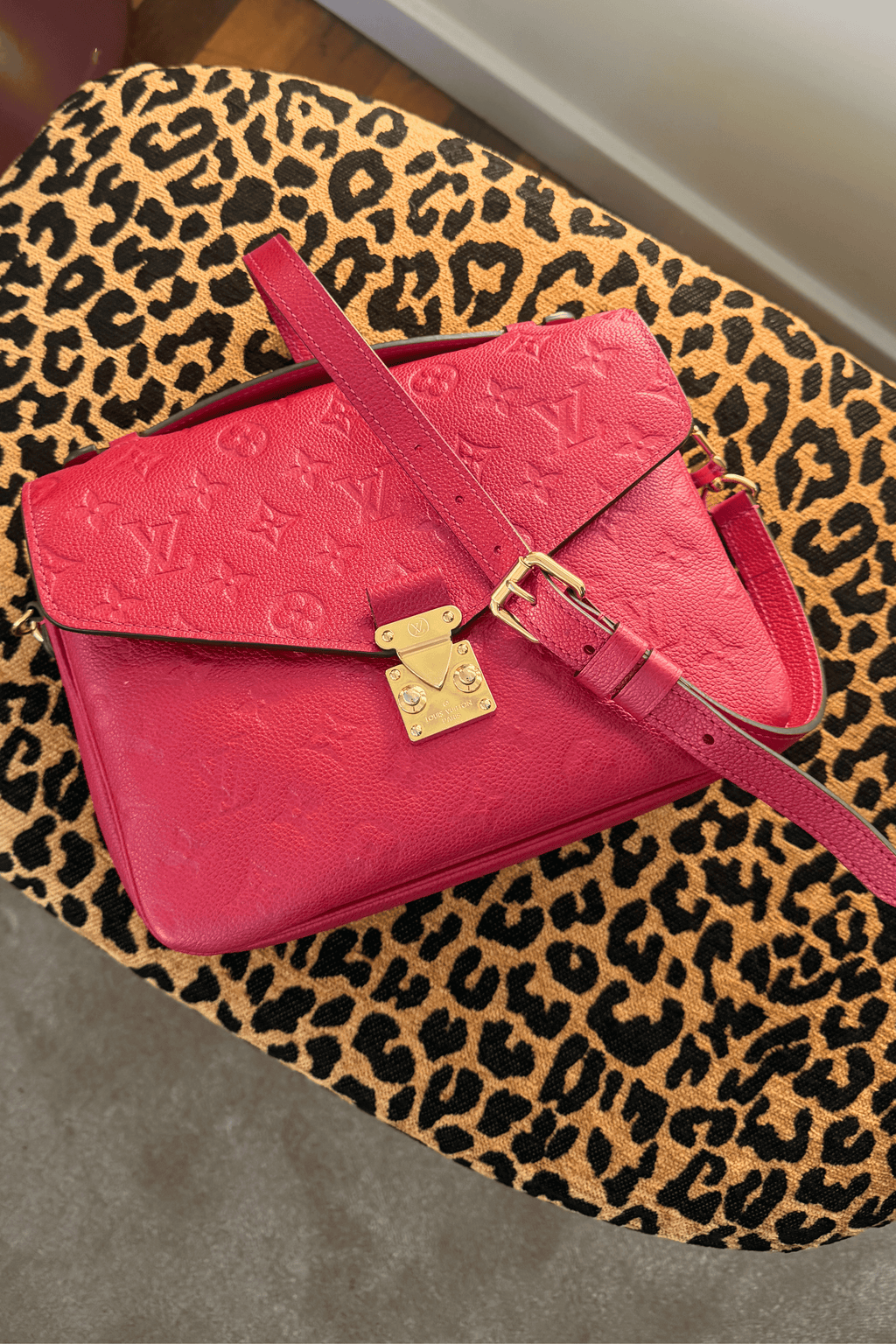 Louis Vuitton Pochette Métis Monogram Empreinte Leather Bag – Cerise
