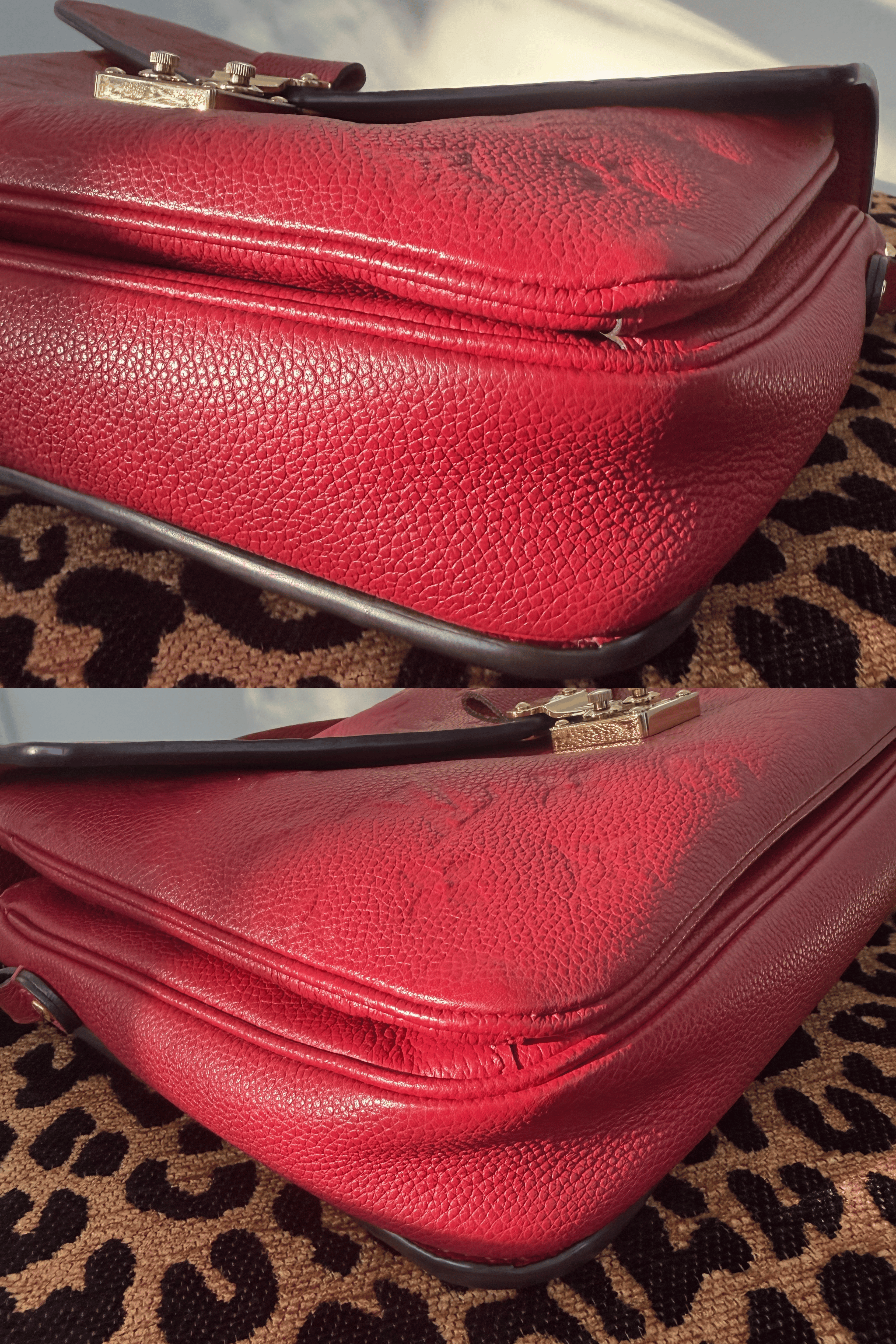 Louis Vuitton Pochette Métis Monogram Empreinte Leather Bag – Cerise