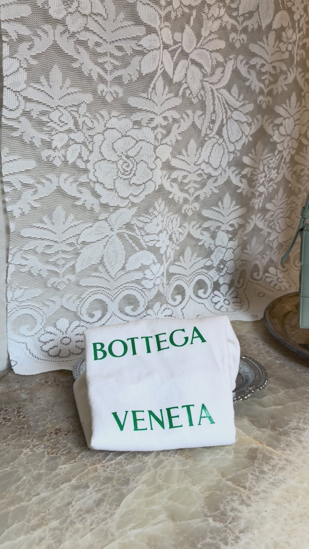 Bottega Veneta Calfskin Intreccio Cassette Bag in Teal Washed